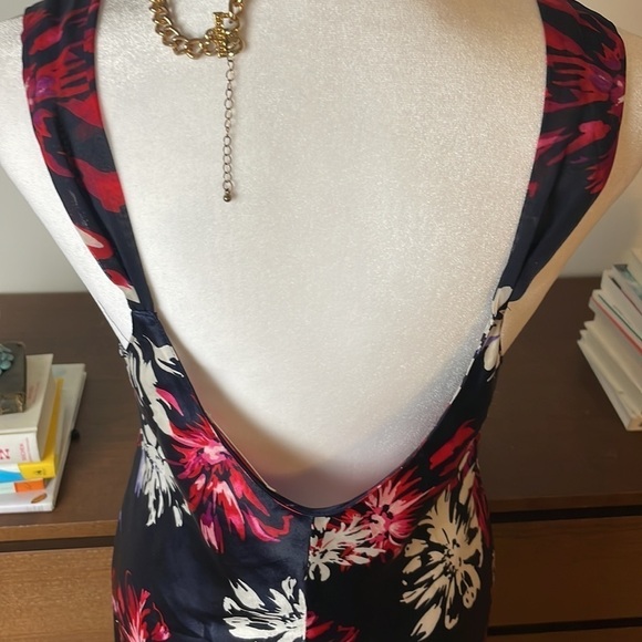 Oscar De La Renta 💎Pink Label Slip Navy Floral Long Dress - Picture 11 of 12